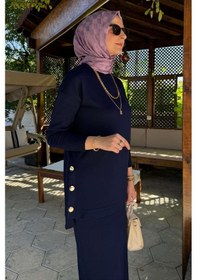 Resim Rabia Şamlı Sezen Triko Takım Lacivert Çok Renkli 