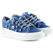 Resim Erkan Saçmacı Vanessa Mavi Denim Taşlı Sneaker Mavi 