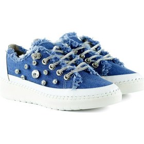 Resim Erkan Saçmacı Vanessa Mavi Denim Taşlı Sneaker Mavi 