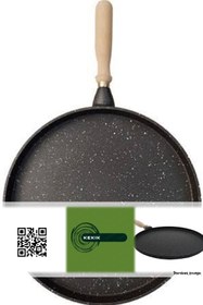 Resim Döküm Granit 36 Cm Sığ Gözleme Bazlama Krep Hamur Pizza Et Balık Pişirme Tavası (siyah) 