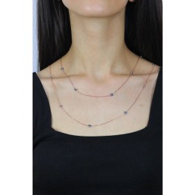 Resim Sümer Telkari Nazar Boncuklu 113 cm Rose Gümüş Kolye 