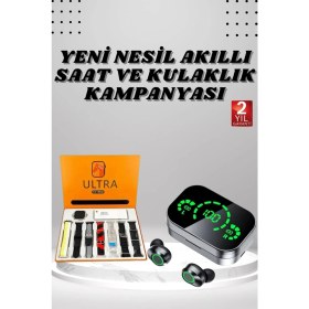 Resim 7 Kordonlu Akıllı Saat ve Aynalı Bluetooth Kulaklık Powerbank Dijital Göstergeli 