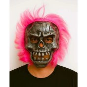 Resim Wild Skull - Gümüş Kafatası Pembe Saçlı Iskelet Maske 