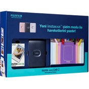 Resim Instax Mini Link 2 Uzay Mavisi Akıllı Telefon Yazıcısı Bundle Box 