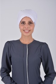 Resim Nur Medikal Giyim Likralı Tesettür Bone - Düz Beyaz 