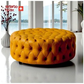 Resim Smarto Relax Puf Evolene Ayaksız Kapitoneli Dekoratif 100x45 Cm Sarı Sarı 