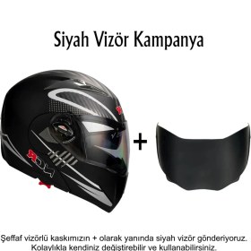 Resim NCR Çene Açılır Kask Ekstra Yedek Siyah Cam 