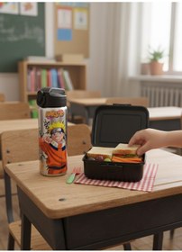 Resim topal horoz Naruto 600 ml Çelik Matara-suluk ve Tritan Beslenme Kutusu 