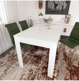 Resim Pasific Home Single Mutfak Yemek Masası, 120X80 Cm, Dikdörtgen, Parlak Beyaz 