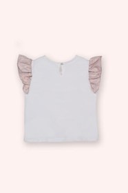 Resim Panço Tişört Kolsuz Tişrört Kız Çocuk Kolları Fırfırlı T-shirt Beyaz 