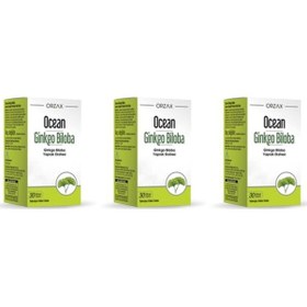 Resim Orzax Ocean Ginkgo Biloba 30 Kapsül 3'Lü Paket 
