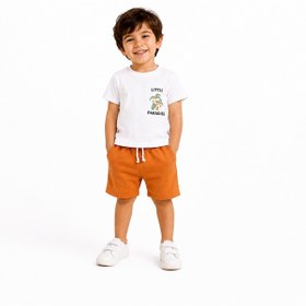 Resim Tucankids Baskılı Erkek Çocuk İkili Takım Beyaz Kiremit Kiremit - Beyaz 