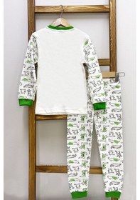 Resim Hçm Erkek Çocuk Pijama Takımı Dinozor Baskılı Bisiklet Yaka C65 Yeşil 