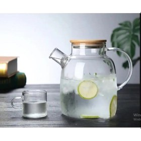 Resim Leylart 1500 Ml Borosilikat Cam Demlik & Sürahi Bambu Kapaklı 