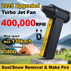 Resim 400000RPM Soğutma Turbo Jet Fan - USB-C Şarjlı 10000mAh Kablosuz El Tipi Güçlü Fan | Kamp, Kar Temizleme, Toz Alma için Yüksek Hızlı Taşınabilir Fan | Erkekler/Kocalar için Babalar Günü Hediyesi 