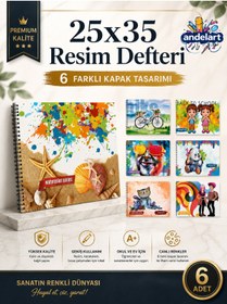 Resim andelart Resim Defteri Spiralli Karton Kapak 15 Yp 25x35 6 Adet 