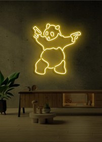 Resim Panda Figürlü Neon Tabela Sarı 