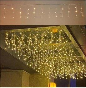 Resim 3 Metrelik Sarkıt Led Işık, 96 Ledli, Fişli Eklenebilir Model Sarkıt Perde Led Işığı Sarı 