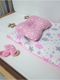 Resim bebek_iklimi Çift Taraflı Alt Açma Minderi Pembe ( BAŞ DÜZELTME YASTIĞI ve DİŞ KAŞIYICI AHŞAP HALKA HEDİYELİ ) 