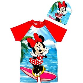 Resim Lolliboomkids Kız Çocuk Kırmızı Renk Mickey Baskı Temalı Hipster Model Hassas Ten Kısa Kol Mayo Bone Seti Kırmızı 