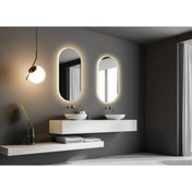 Resim eagle mirror 60x40cm Elips Dekoratif Banyo Duvar Aynası Ledli Banyo Duvar Aynası Salon Duvar Aynası 