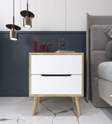 Resim VM VERTEX MOBİLYA Flora Komodin 2 Çekmeceli Yatak Odası Bebek Odası Safir Meşe-Beyaz 