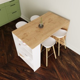 Resim Bimossa L49 Pablo Bar Masası 120 cm - Beyaz 
