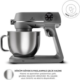 Resim Multichef Artisan Digital Ekran 7 Litre Döküm Stand Mikser Antrasit 1800W 