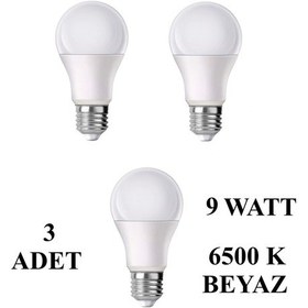 Resim 9w E27 Led Ampul 6500k Beyaz Işık 810 Lümen 3 Adet 