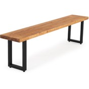 Resim FLORA WOOD 180x32 Doğal Ahşap Ladin Kütük Ağaç Bench Bank Dikdörtgen Ayak 