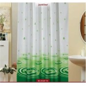 Resim Zethome Banyo Perdesi 2x120x200 Çift Kanat Duş Perdesi Halka Hediyeli Duşakabin Perdesi 5020 Yeşil 