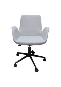 Resim Büro Koltuğu Ofis Sandalyesi Pembe Renk Keten Kumaş Metal Ayaklı 