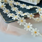 Resim 5 Metre Papatya Dantel Süsleme - Nakışlı Suyla Çözünür Çiçekler, DIY Kumaş, Çok Renkli Aplikeler, Giysi ve Kavanoz Dekorasyonu İçin Uygun 