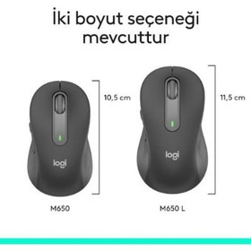 Resim Logitech M650 Signature 910-006236 Siyah Sessiz Büyük Boy Sol El Optik Kablosuz Mouse Teşhir 