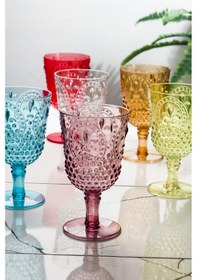 Resim Akrilik Renkli 6'lı Kadeh & Su Meşrubat Kahve Yanı Bardağı 450 Ml Cam Değildir Renkli 