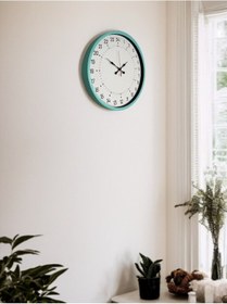 Resim 36 Cm Turkuaz 24 Saat Göstergeli Özel Tasarım Duvar Saati Çok Renkli 