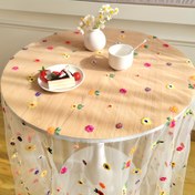 Resim Çiçek işlemeli dantel masa örtüsü - Polyester yemek masası örtüsü, renkli çiçeklerle dokunmuş dikdörtgen masa örtüsü, mutfak, restoran, parti, düğün, ziyafet ve ev dekorasyonu için uygundur - 10-12 kişilik masalara uyar 