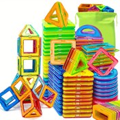 Resim Çocuklar için Manyetik Yapı Blokları Seti 40/80/100 Parça, STEM Eğitim Oyuncakları, ABS Malzeme, Çocukların El Becerilerini Geliştirir, Yaratıcı Öğrenme Bulmaca Hediyesi 