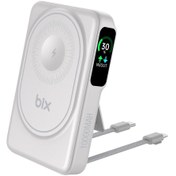 Resim Bix Tpb16 10.000 Mah Oled Ekranlı Manyetik Kablosuz Powerbank 20w Pd Hızlı Şarj Ve 15w Magsafe Beyaz 