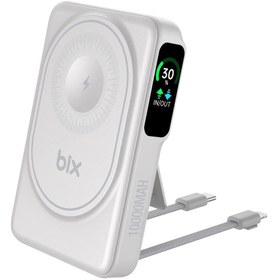 Resim Bix Tpb16 10.000 Mah Oled Ekranlı Manyetik Kablosuz Powerbank 20w Pd Hızlı Şarj Ve 15w Magsafe Beyaz 