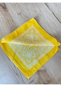 Resim Pamuklu Klasik Desen Unisex Bandana Renkli Bandana Etnik Desenli A Kalite Bandana Sarı 