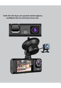 Resim Full Hd Üç Kameralı Araç Kamerası 170 Geniş Açılı Ve Park Destek 