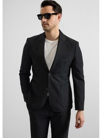 Resim Süvari Siyah Slim Mono Yaka Düz Torba Cep 6 Drop Takım Elbise Tk1006900382-s09 Siyah 
