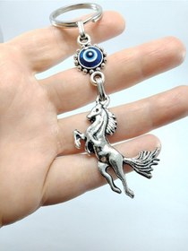 Resim Nazar Boncuğu Anahtarlık Metal At Figürü Hediyelik Aksesuar 