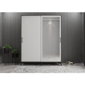 Resim İmaj Sürgülü Portmanto Vestiyer Füme Beyaz - Montaj Dahil 140 Cm 