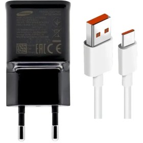 Resim Samsung TA20 Adaptec Fast Charge Hızlı Seyahat Şarjı Siyah UsbA to Type-C Kablo Hediyeli (İthalatçı Garantili) 