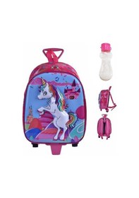 Resim Çekçekli Kabartmalı Unicorn Kreş Anasınıfı Okul Çantası + Matara 