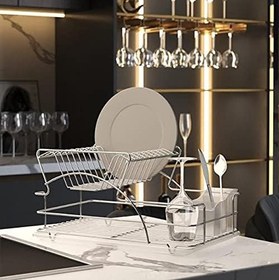 Resim Geseus Home İki Katlı Tabaklık Bulaşıklık Krom Şeffaf KB009 