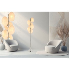 Resim Lampaluce Modern Tasarımlar Pianeta Klasik Lambader 6 Ampullü Beyaz 