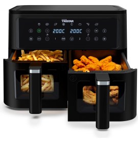 Resim Tristar Çift Sepetli Sıcak Hava Fritözü, 9 L Kapasite, 10 Program, Senkronizasyon Fonksiyonu, Dijital Ekran, Görüntüleme Penceresi, Pfas Içermez, Yağsız Sağlıklı Kızartma, 2500W, FR-9429 
